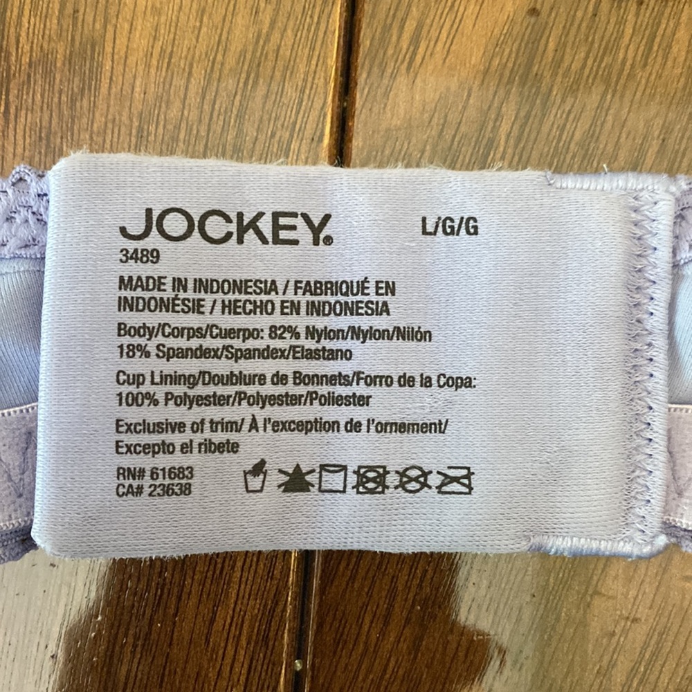 Jockey bra size large. Lavender periwinkle color. Like new. - Picture 6 of 11